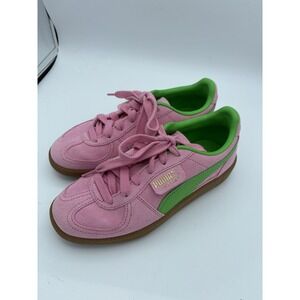 PUMA Palermo Shoes Womens Size 6.5 Pink Green Suede Gum Sole Low Top Sneakers